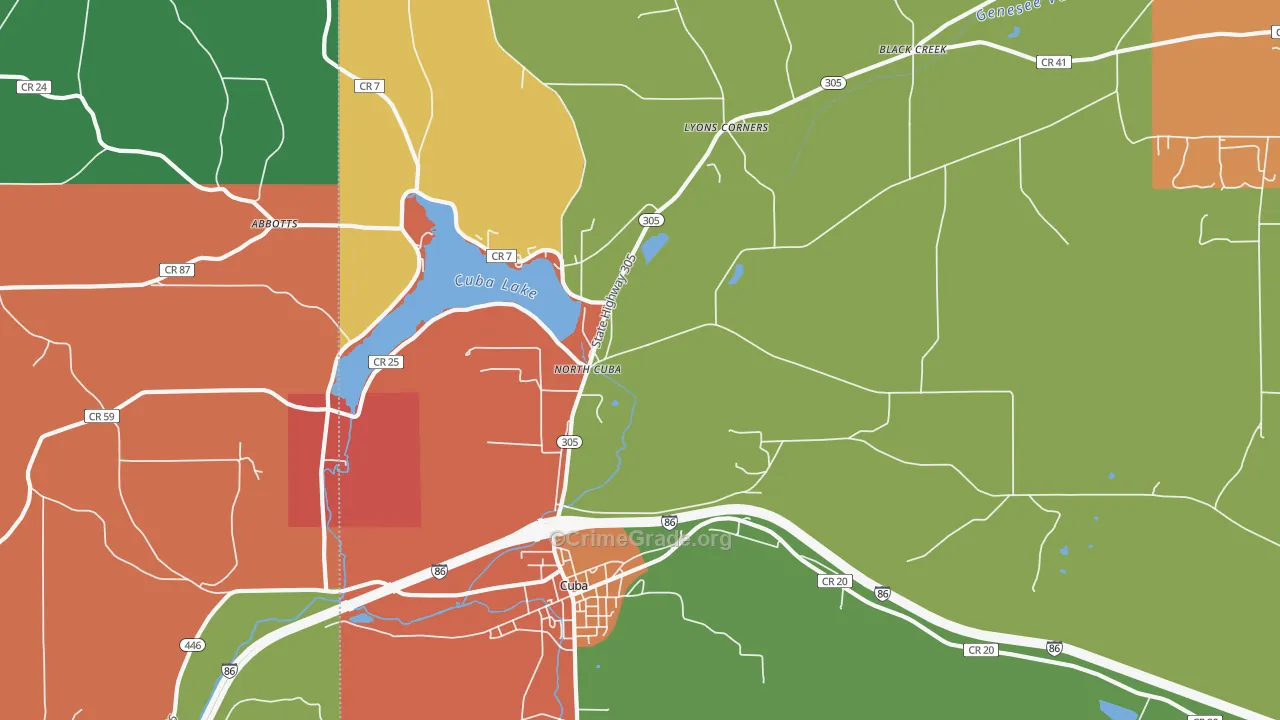 North Cuba, NY Map of Theft Rates