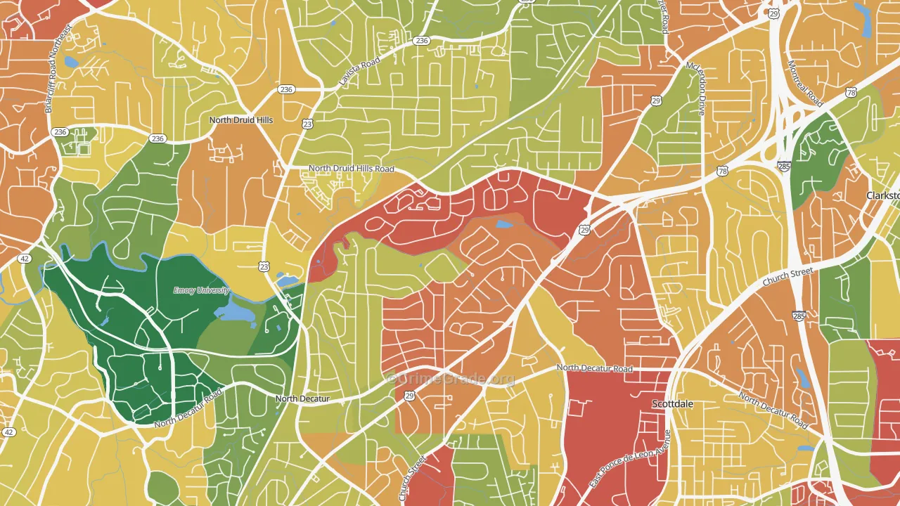 North Decatur, GA Map of Theft Rates