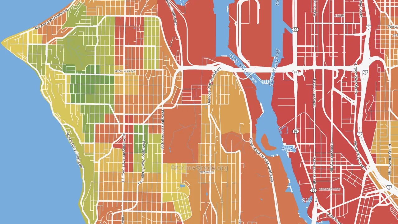 North Delridge, Seattle, WA Map of Theft Rates