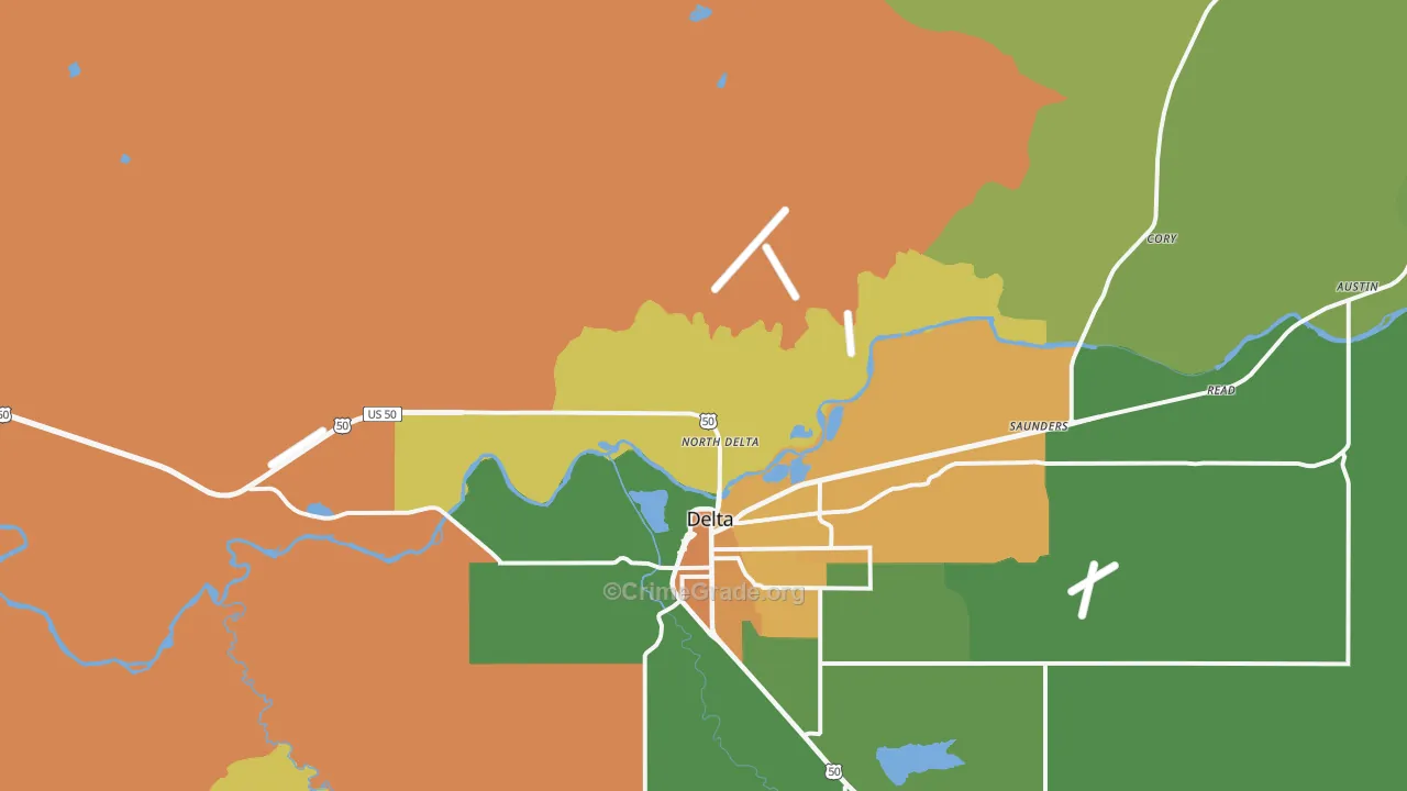 North Delta, CO Map of Theft Rates