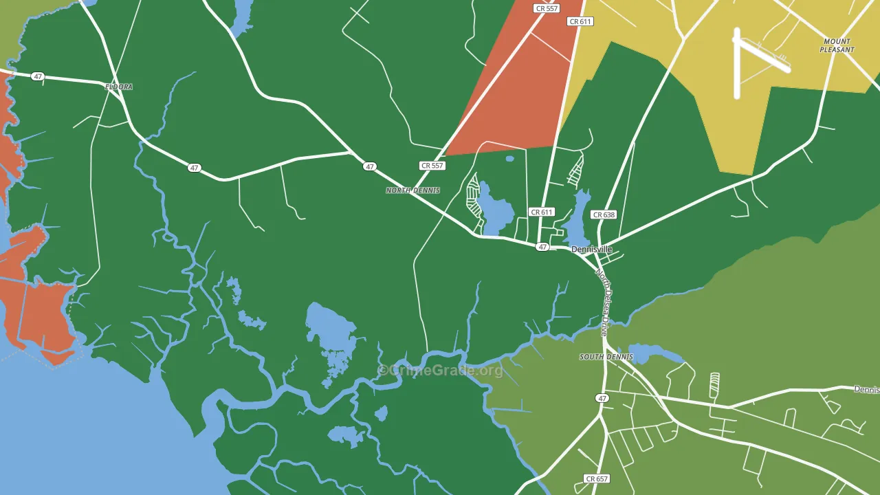 North Dennis, NJ Map of Theft Rates