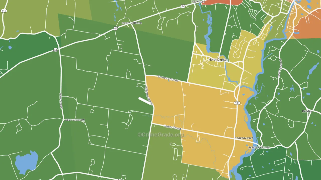 North Dighton, MA Map of Theft Rates