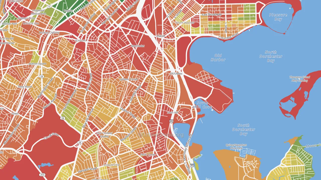 North Dorchester, Boston, MA Map of Theft Rates