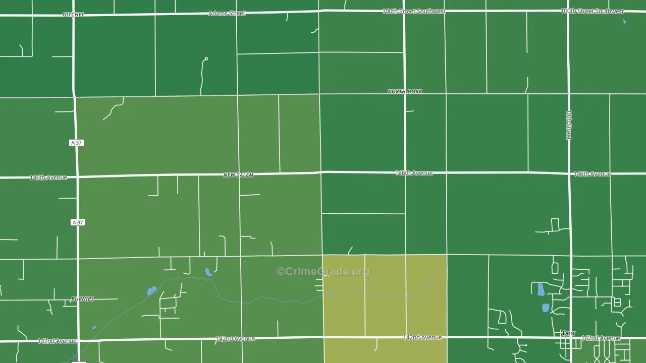 North Dorr, MI Map of Theft Rates