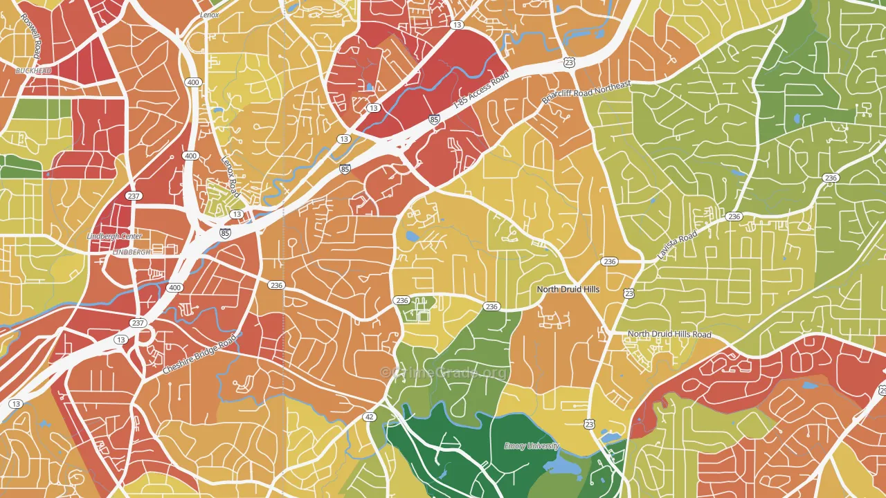 North Druid Hills, GA Map of Theft Rates