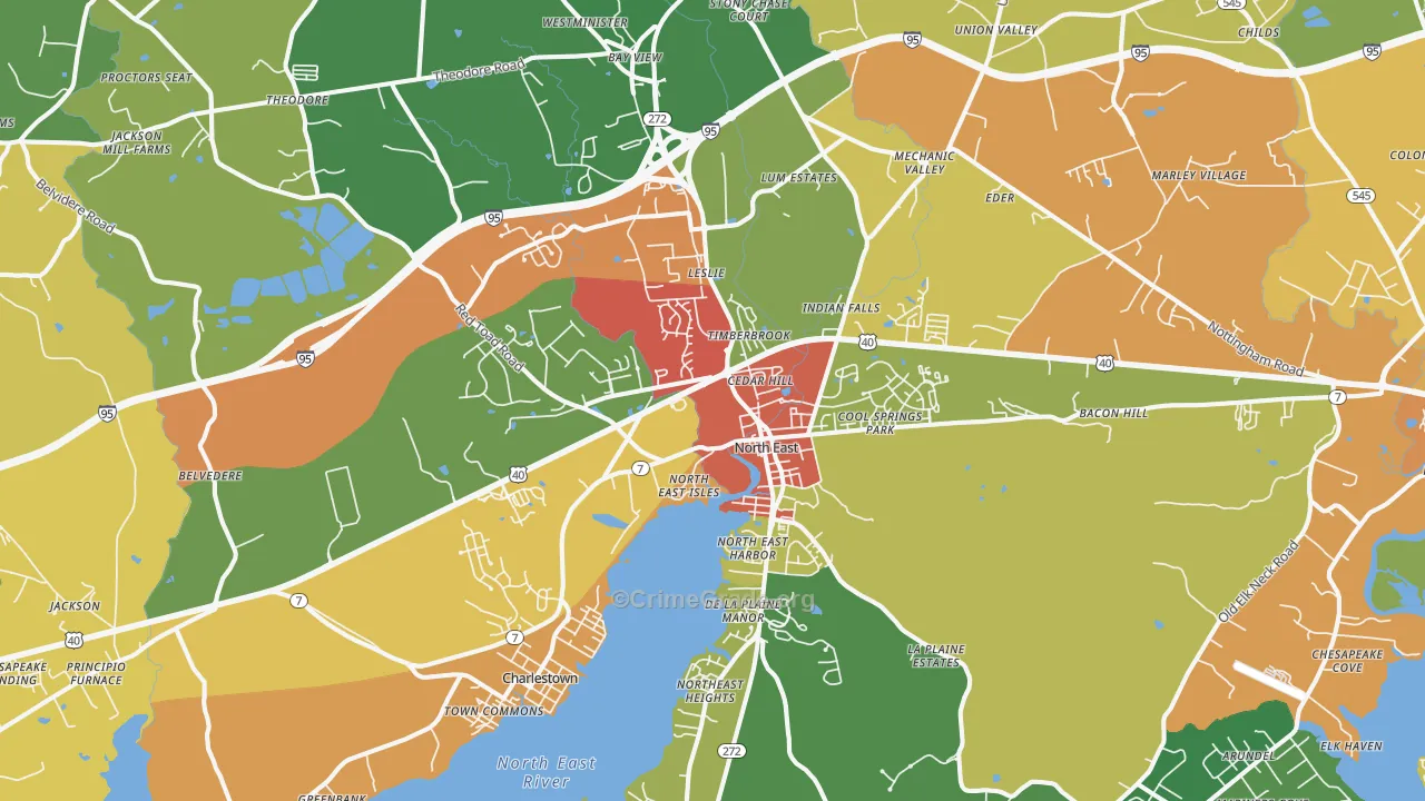 North East, MD Map of Theft Rates