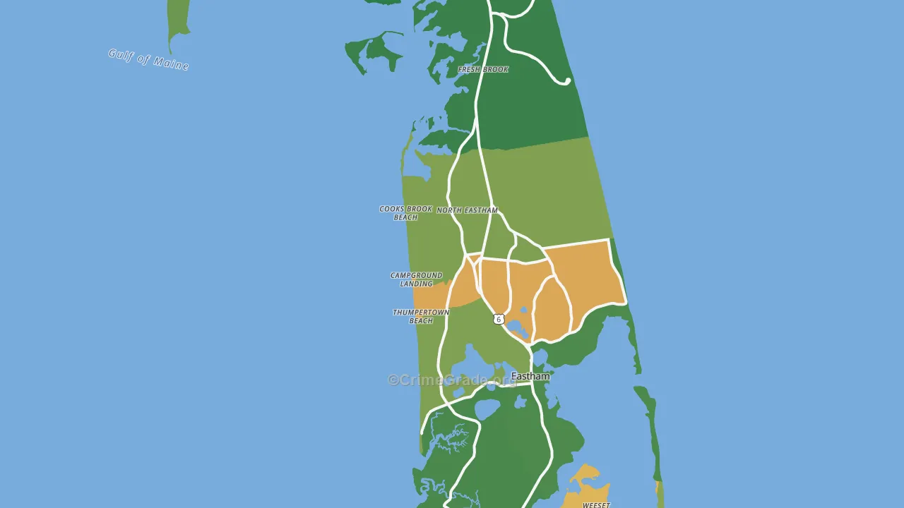 North Eastham, MA Map of Theft Rates