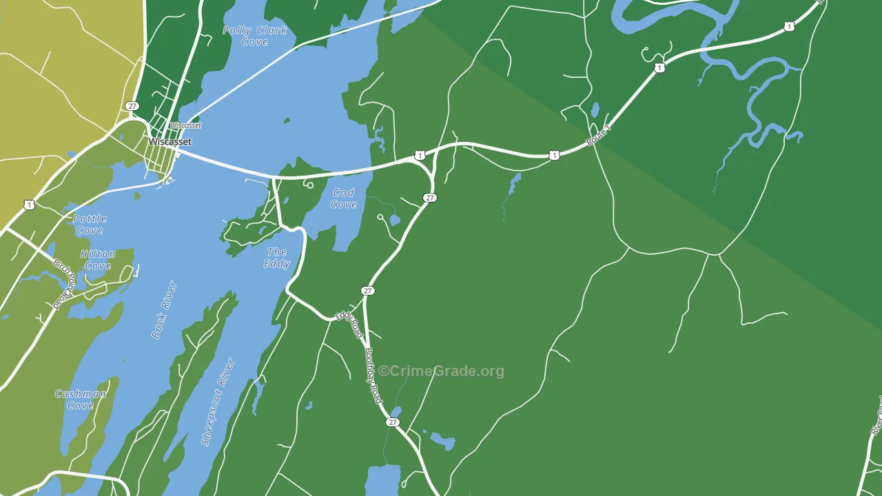 North Edgecomb, ME Map of Theft Rates