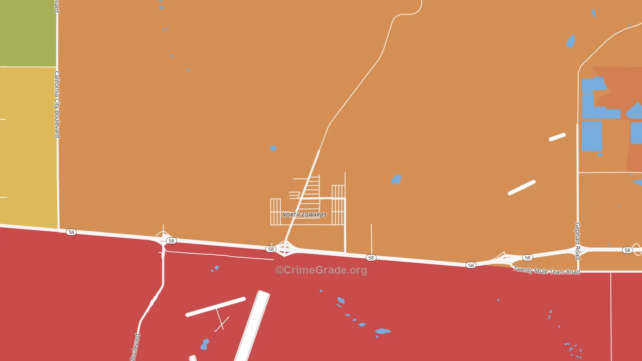 North Edwards, CA Map of Theft Rates