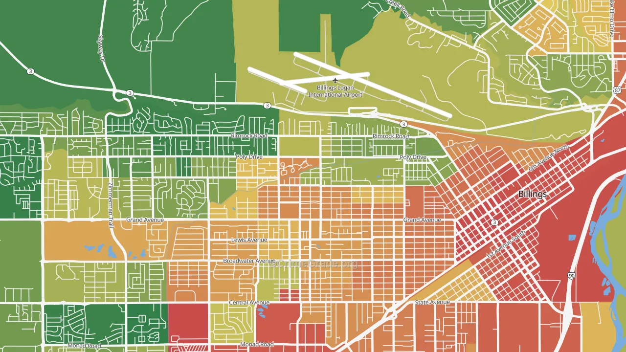 North Elevation, Billings, MT Map of Theft Rates