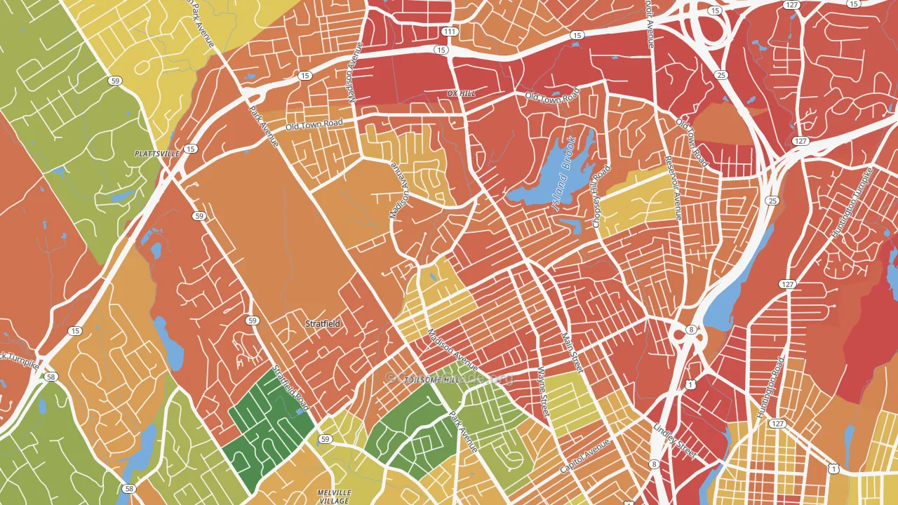 North End, Bridgeport, CT Map of Theft Rates