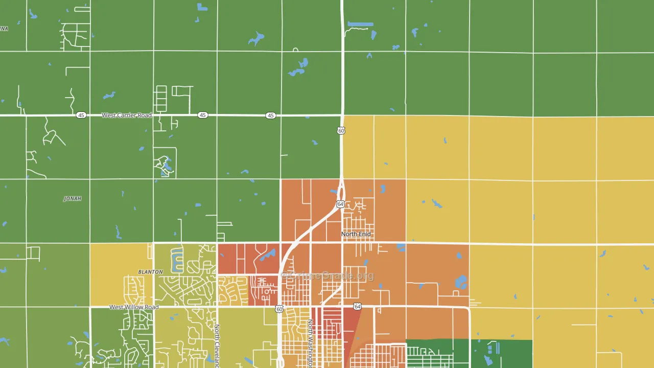 North Enid, OK Map of Theft Rates