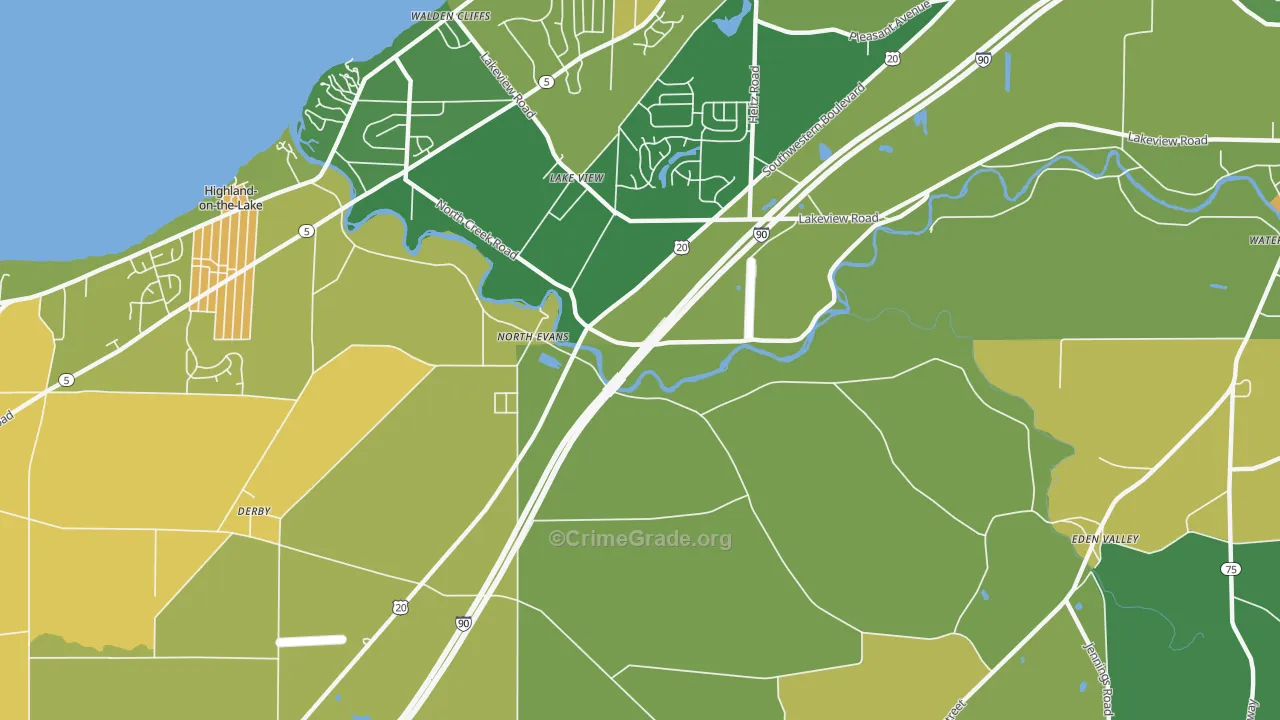 North Evans, NY Map of Theft Rates