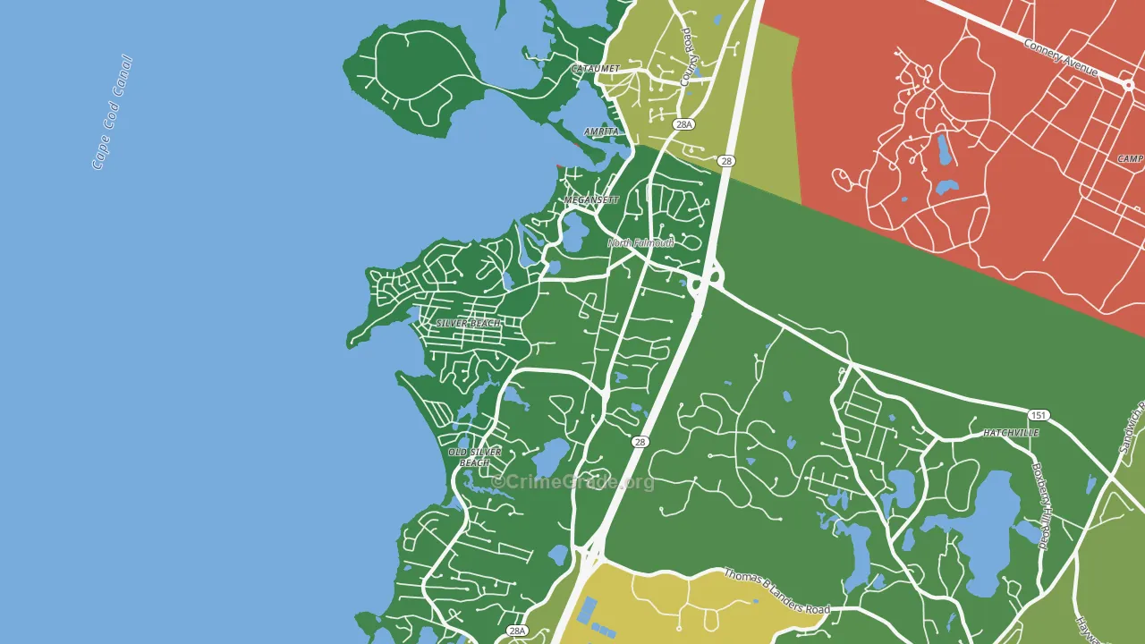 North Falmouth, MA Map of Theft Rates