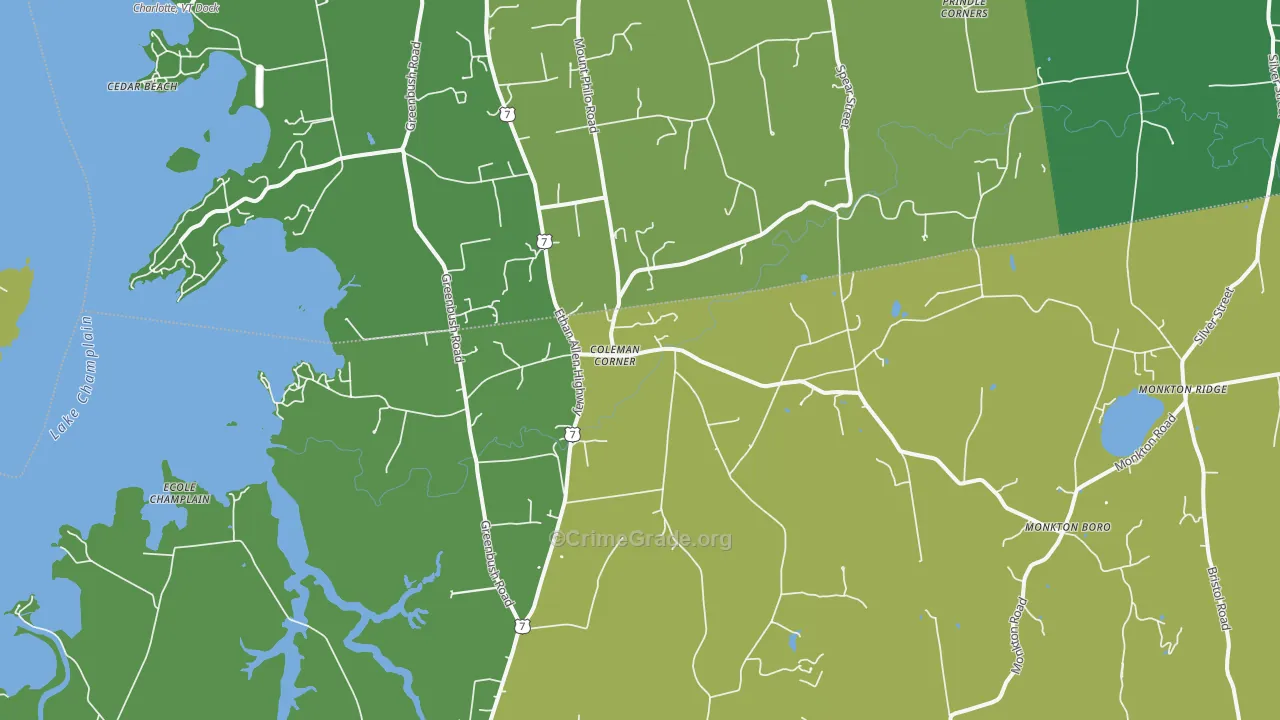 North Ferrisburgh, VT Map of Theft Rates
