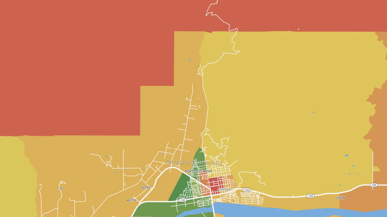 North Fillmore, CA Map of Theft Rates