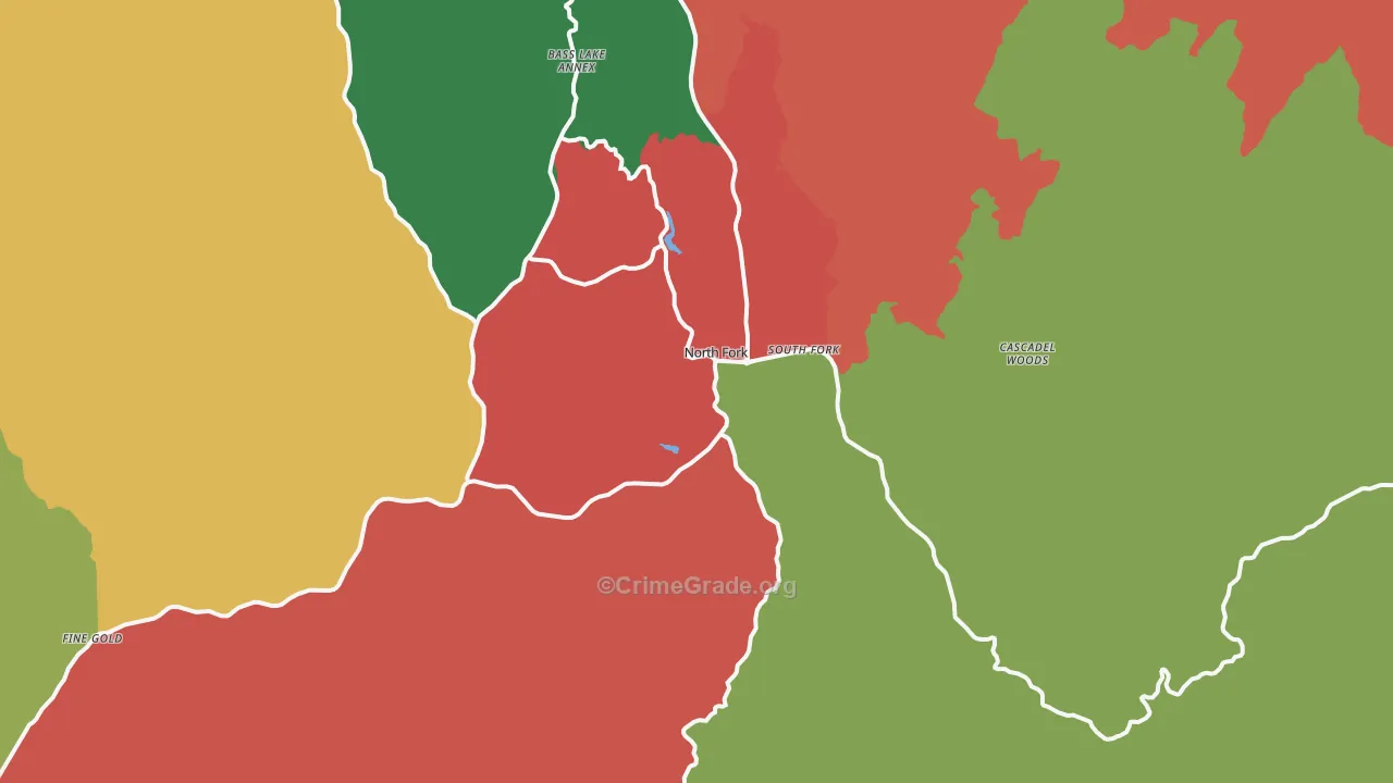 North Fork, CA Map of Theft Rates
