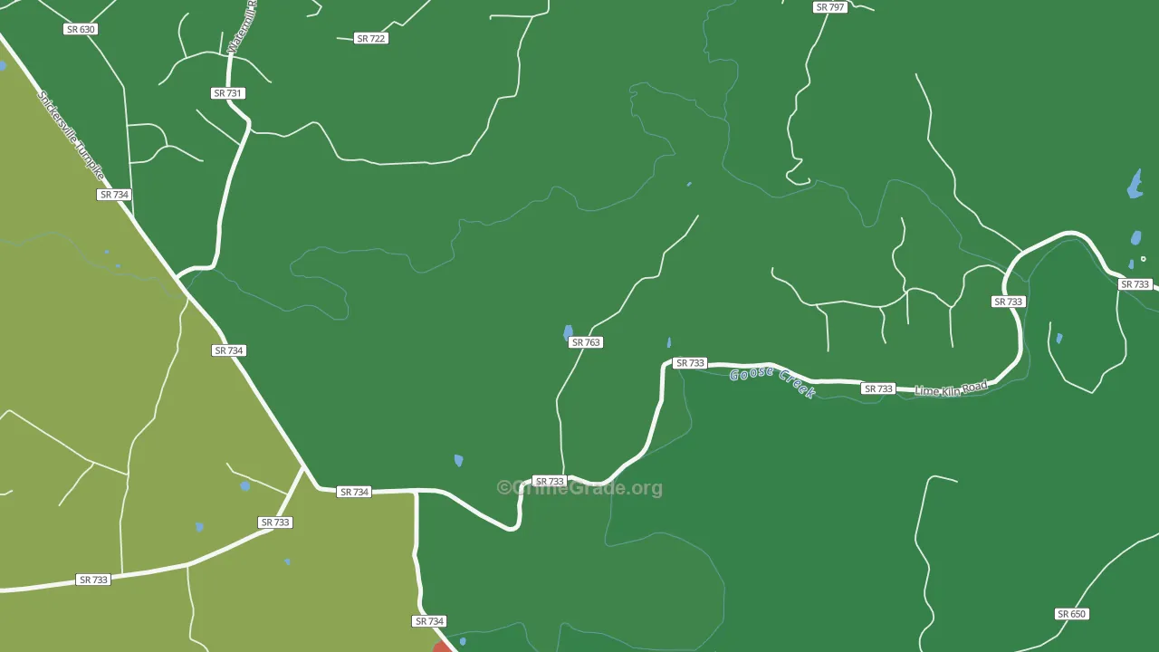 North Fork, VA Map of Theft Rates