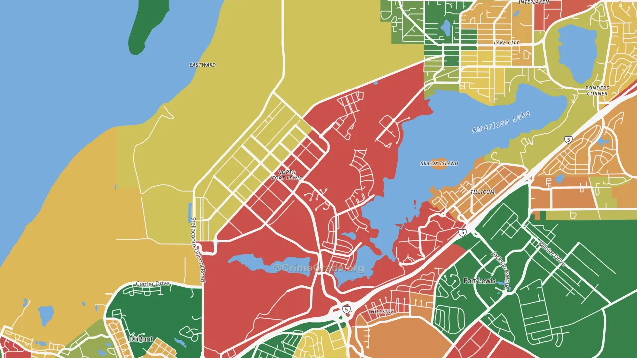 North Fort Lewis, WA Map of Theft Rates