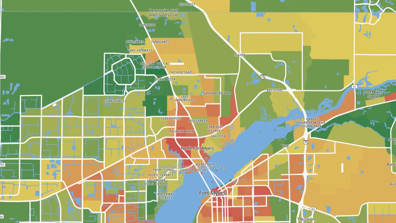 North Fort Myers, FL Map of Theft Rates