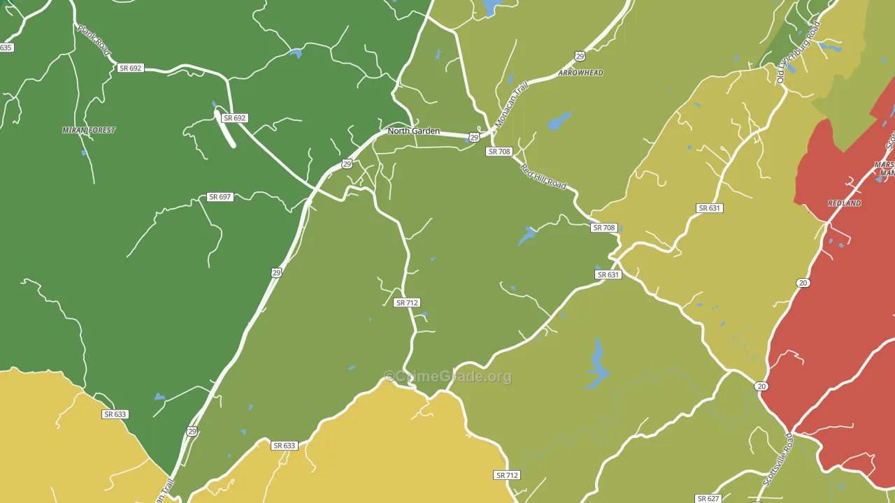 North Garden, VA Map of Theft Rates