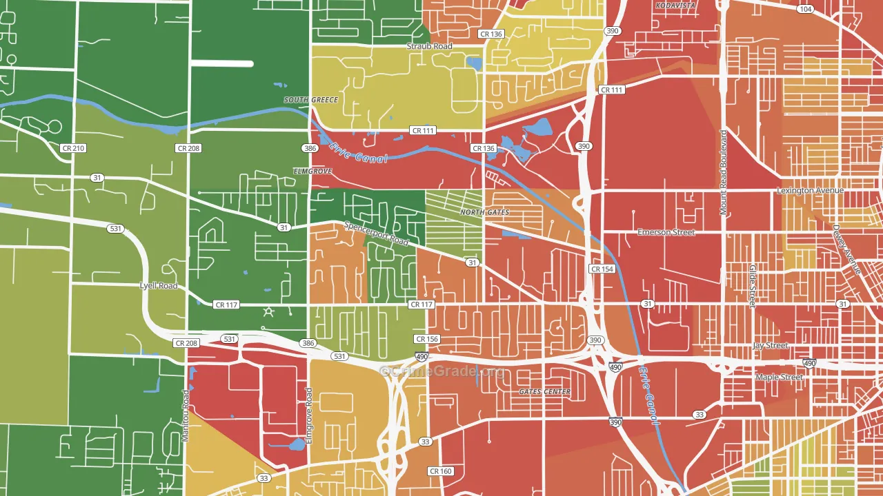 North Gates, NY Map of Theft Rates