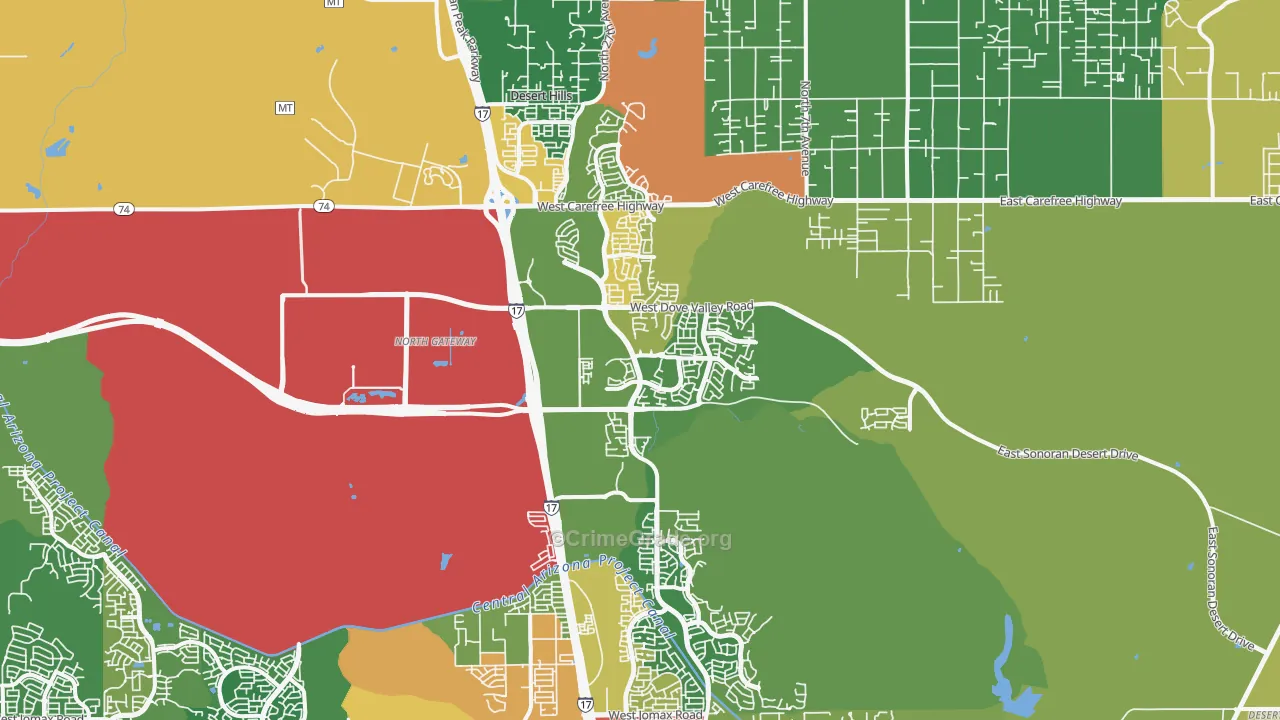 North Gateway, Phoenix, AZ Map of Theft Rates