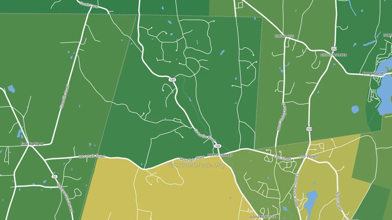 North Granby, CT Map of Theft Rates