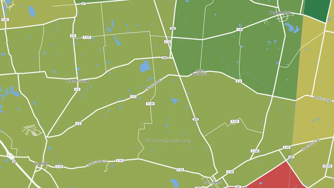North Greenfield, OH Map of Theft Rates