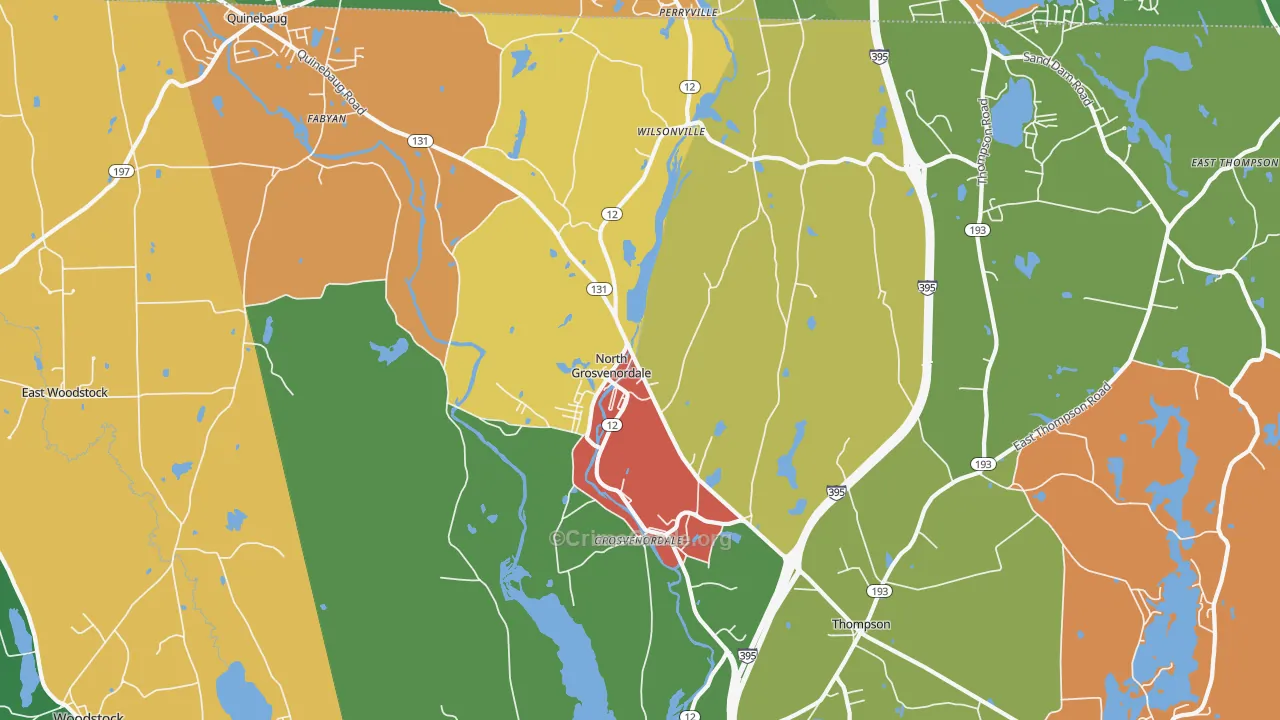 North Grosvenordale, CT Map of Theft Rates