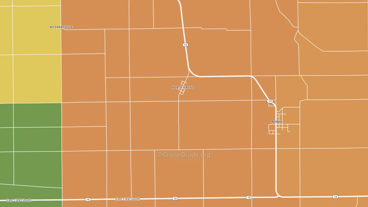 North Grove, IN Map of Theft Rates