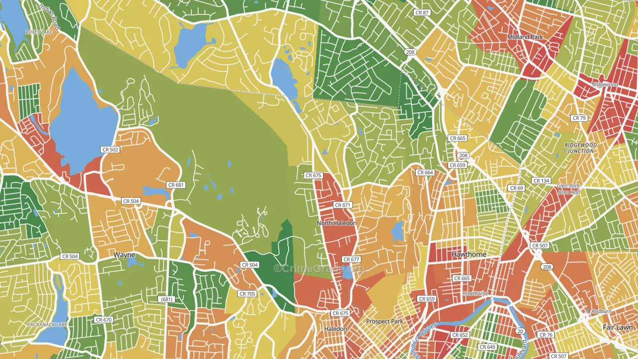 North Haledon, NJ Map of Theft Rates