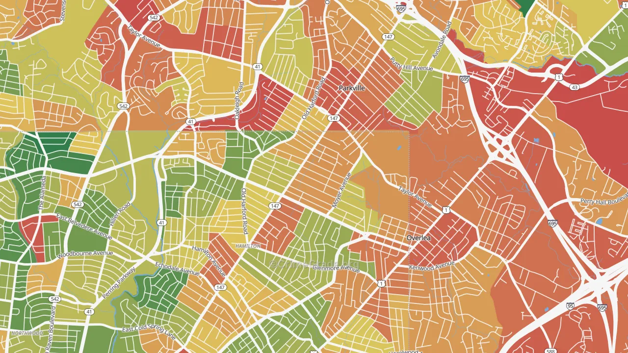North Harford Road, Baltimore, MD Map of Theft Rates