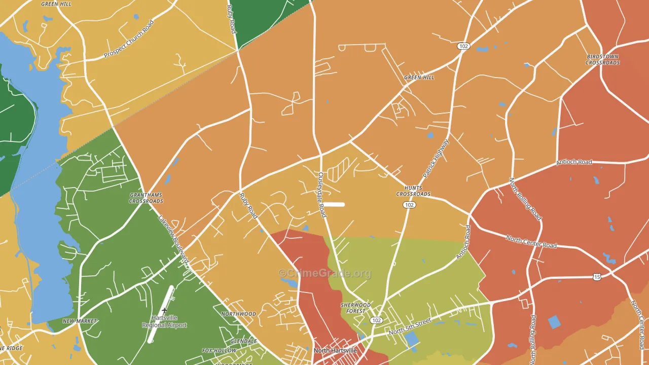 North Hartsville, SC Map of Theft Rates