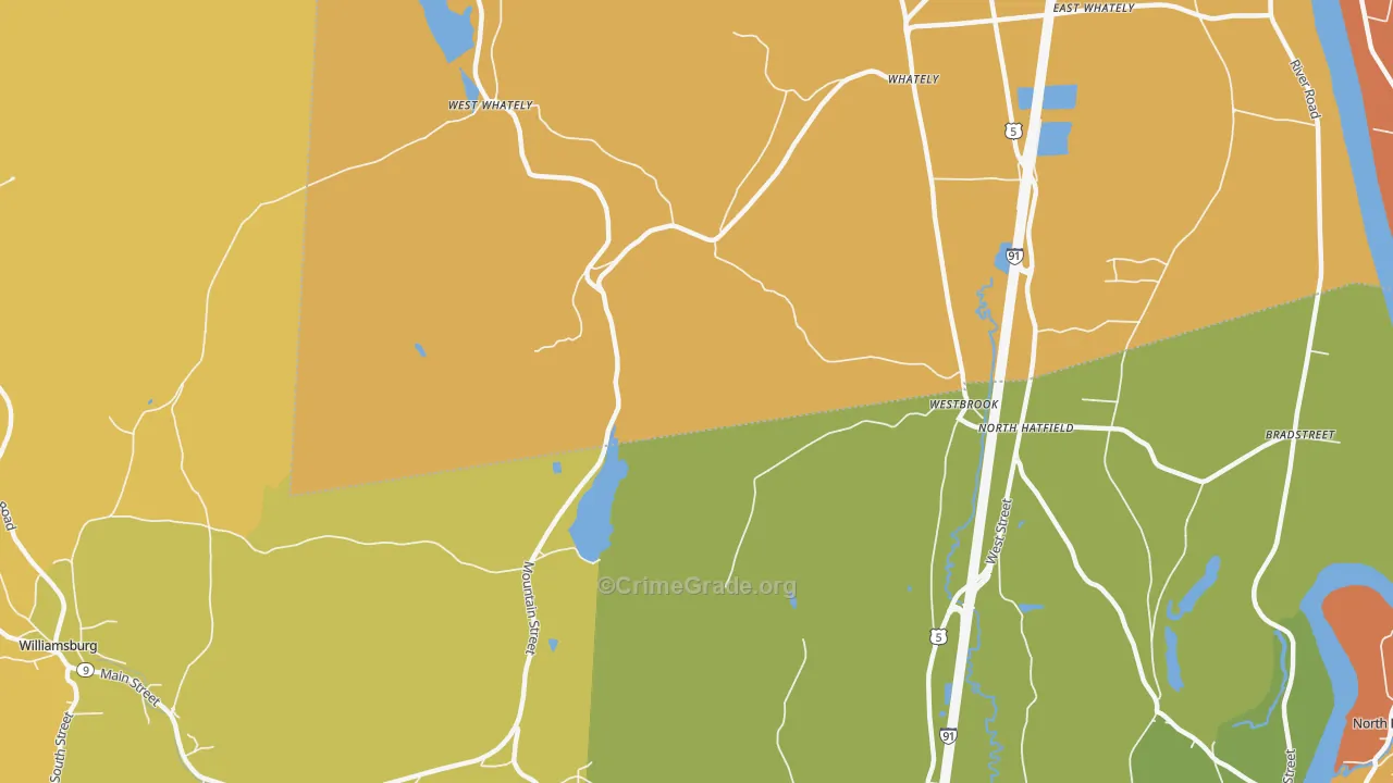 North Hatfield, MA Map of Theft Rates