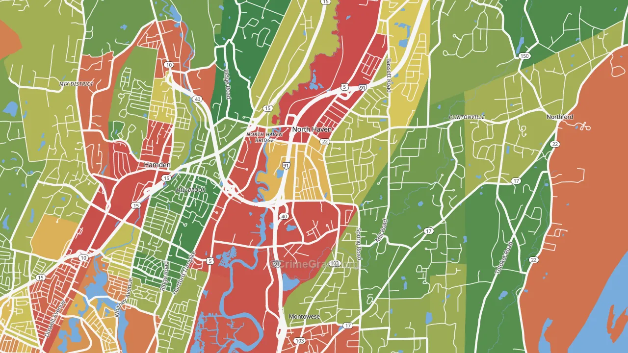 North Haven, CT Map of Theft Rates