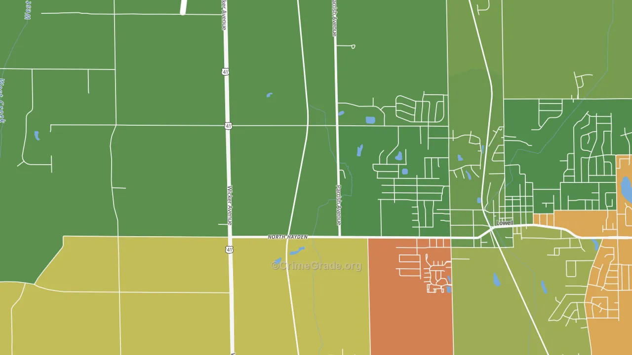 North Hayden, IN Map of Theft Rates