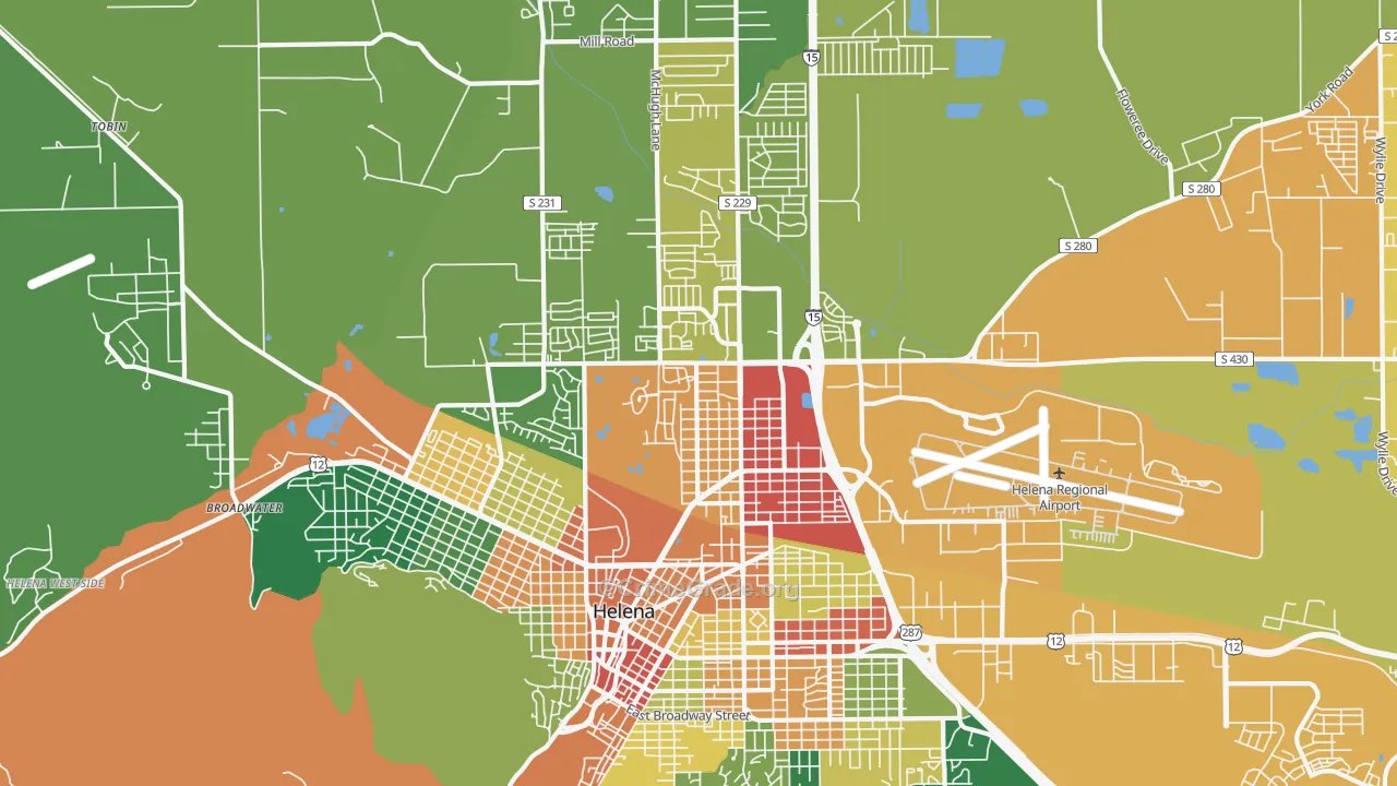 North, Helena, MT Map of Theft Rates