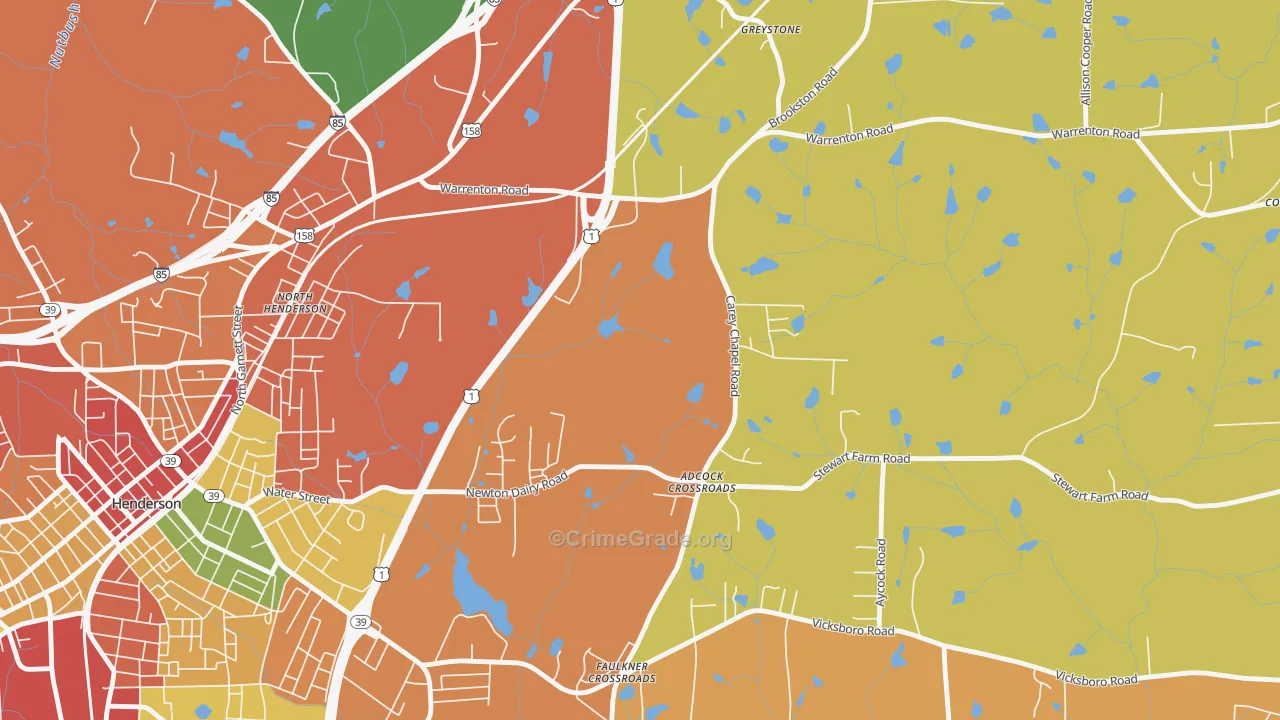 North Henderson, NC Map of Theft Rates