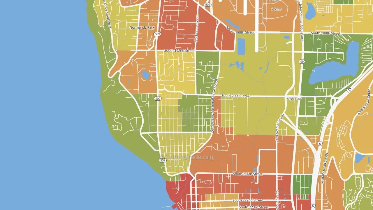 North Hill, Des Moines, WA Map of Theft Rates