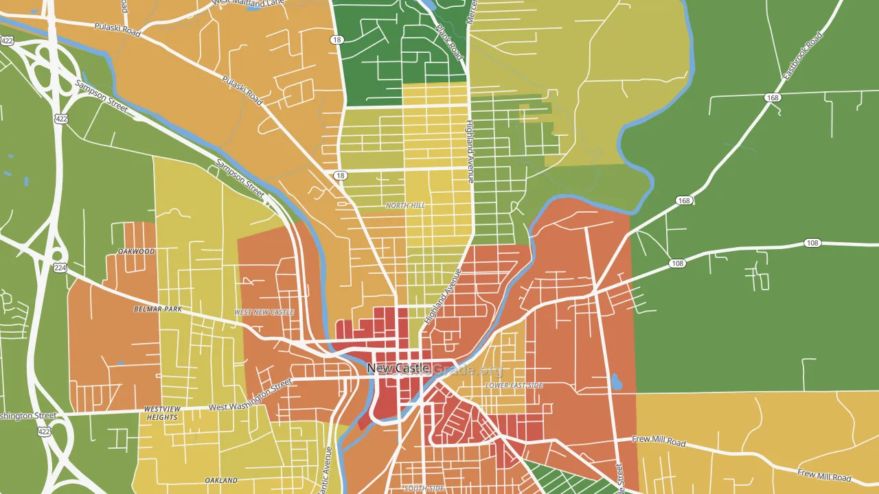 North Hill Historic District, New Castle, PA Map of Theft Rates