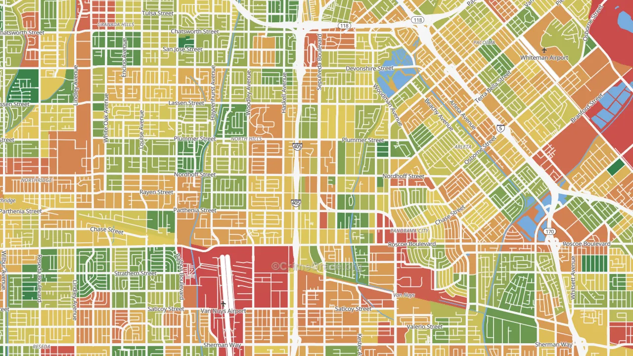 North Hills, CA Map of Theft Rates