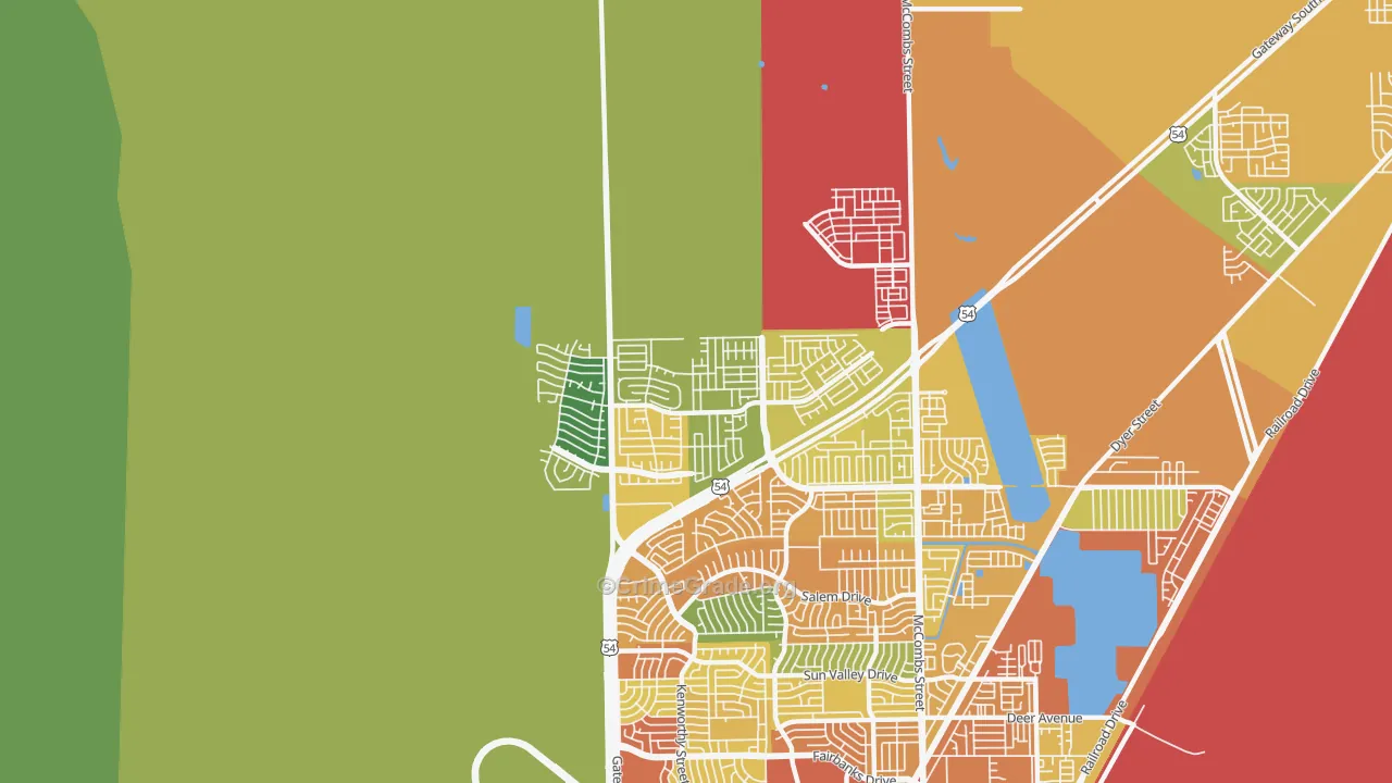 North Hills, El Paso, TX Map of Theft Rates