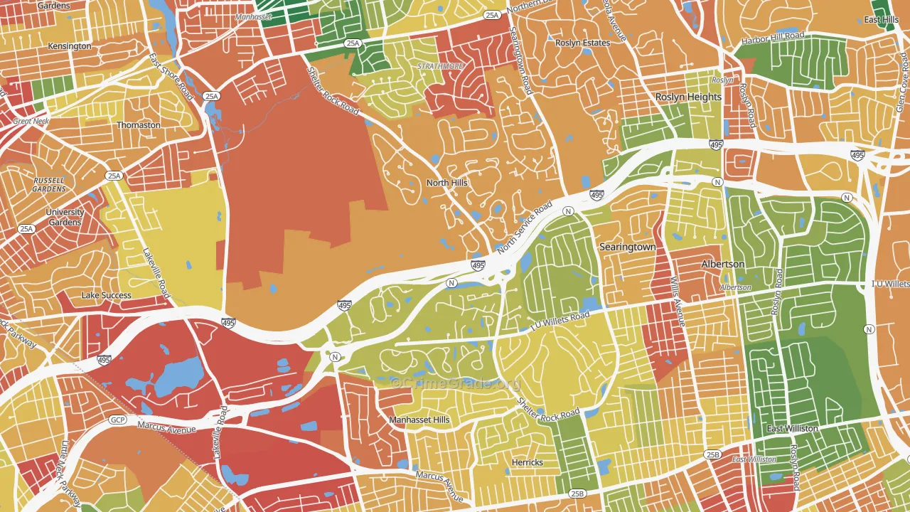 North Hills, NY Map of Theft Rates