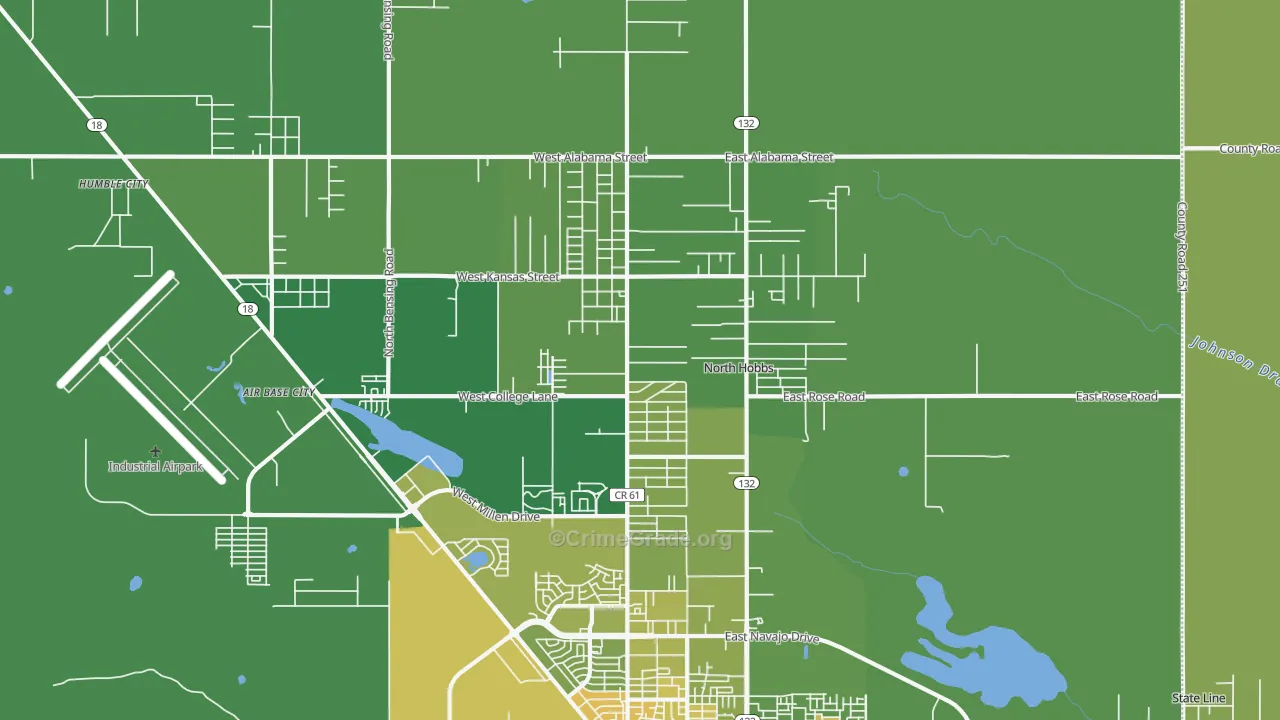 North Hobbs, NM Map of Theft Rates