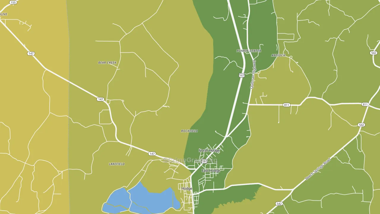North Hodge, LA Map of Theft Rates