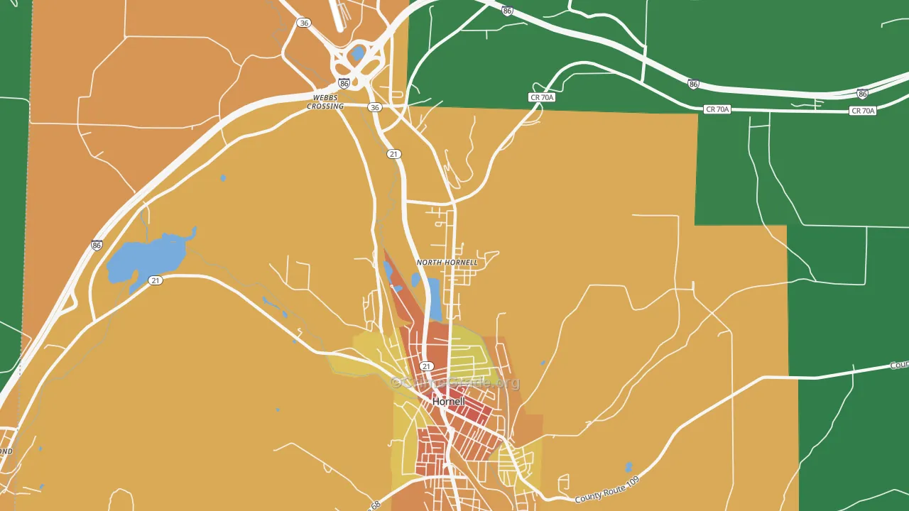 North Hornell, NY Map of Theft Rates