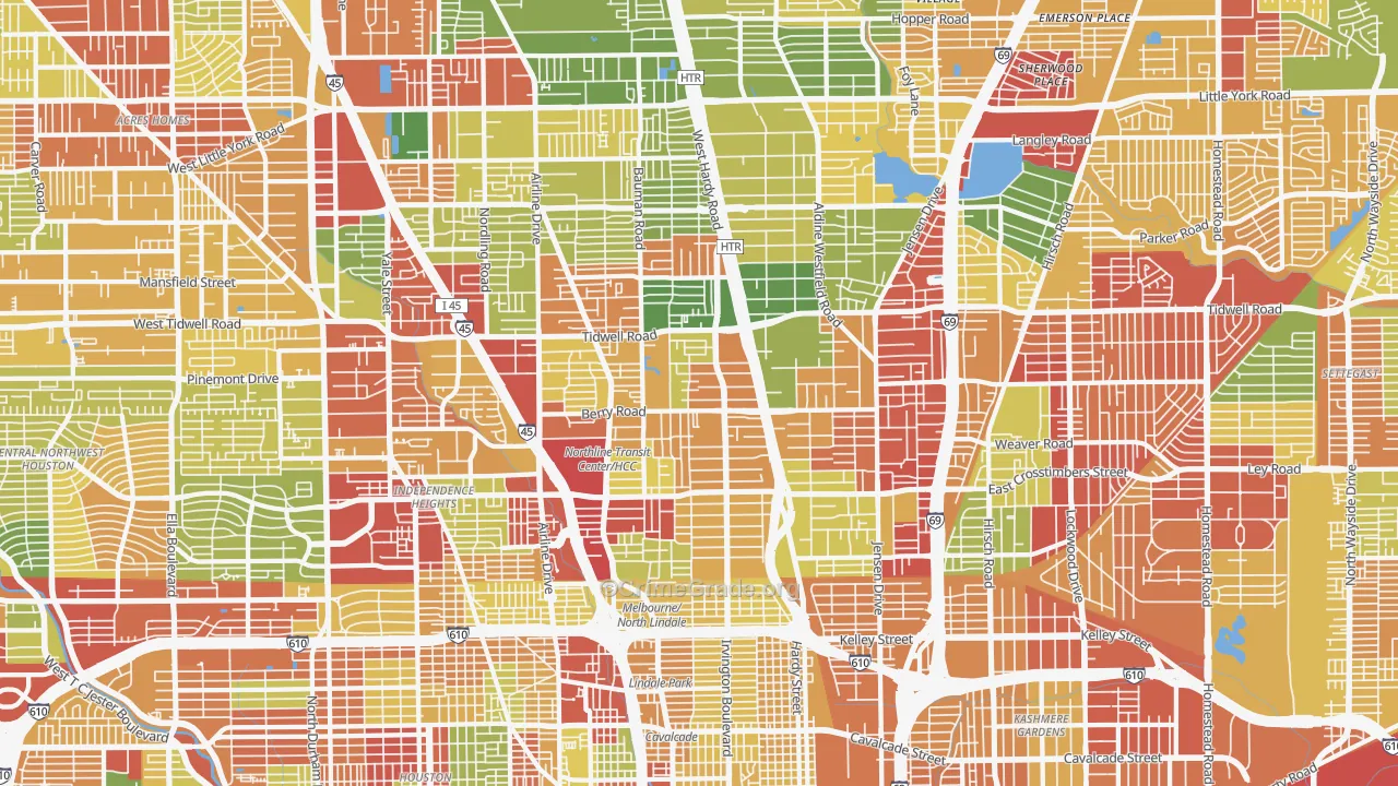 North, Houston, TX Map of Theft Rates