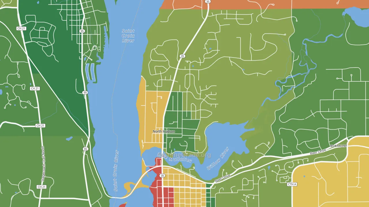 North Hudson, WI Map of Theft Rates