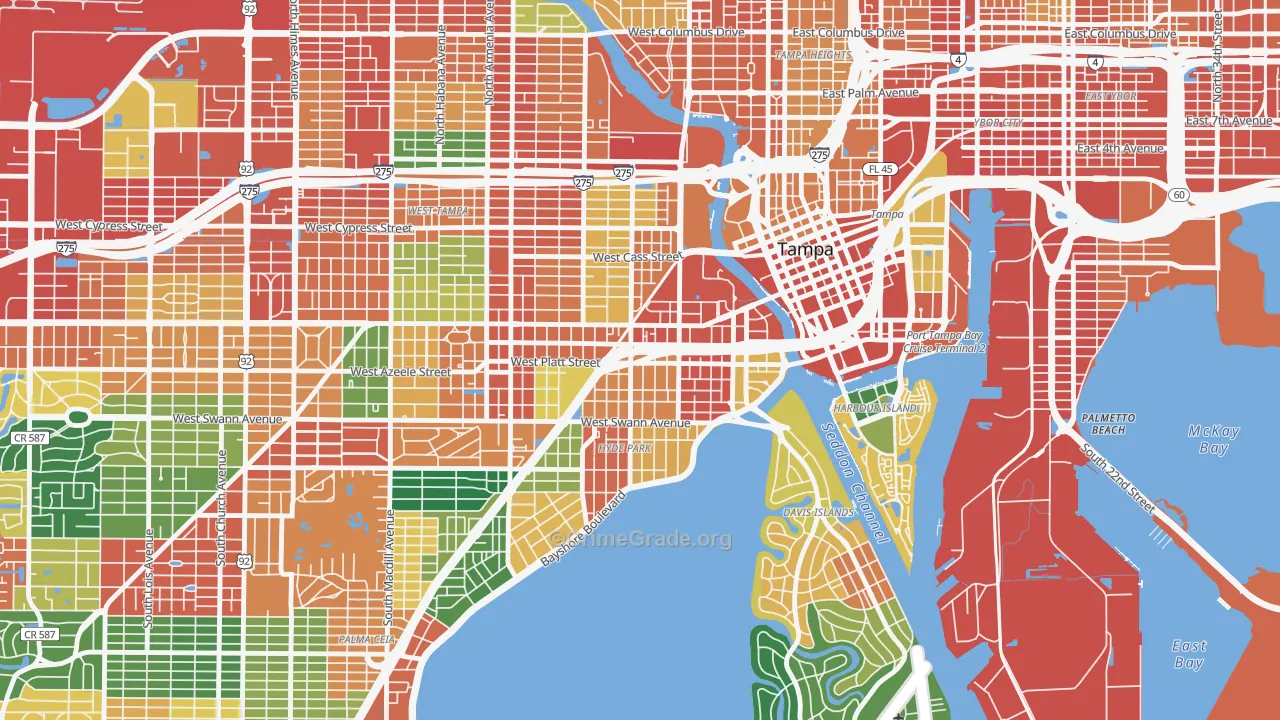 North Hyde Park, Tampa, FL Map of Theft Rates